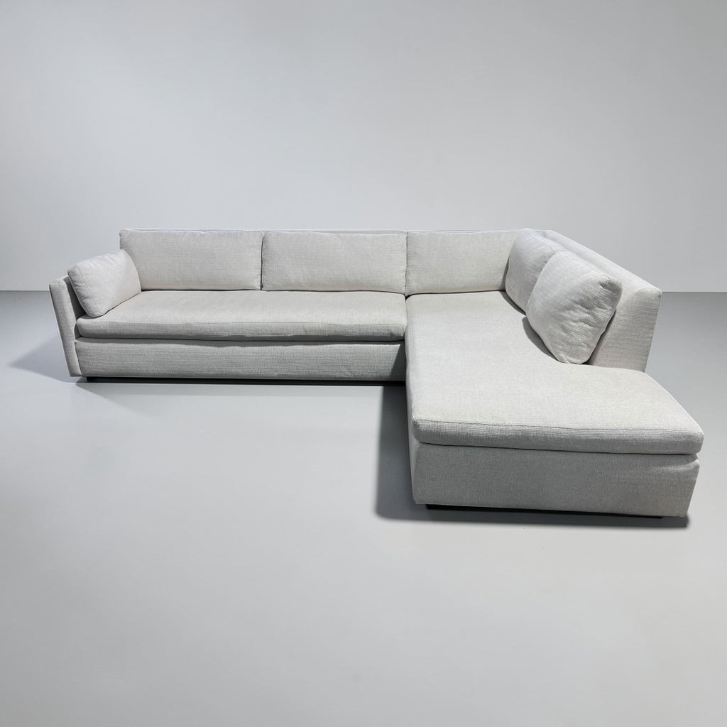 West Elm Marin 114” 2-Piece Bumper Chaise Sectional in Alabaster, Performance Basketweave