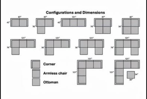 Albany Park Kova  5 Piece Pillow Cushion Modular L-Shape + Ottoman Camel Performance Velvet