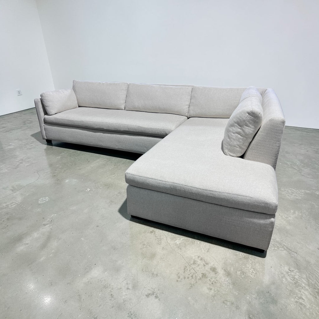 West Elm Marin 114” 2-Piece Bumper Chaise Sectional in Alabaster, Performance Basketweave