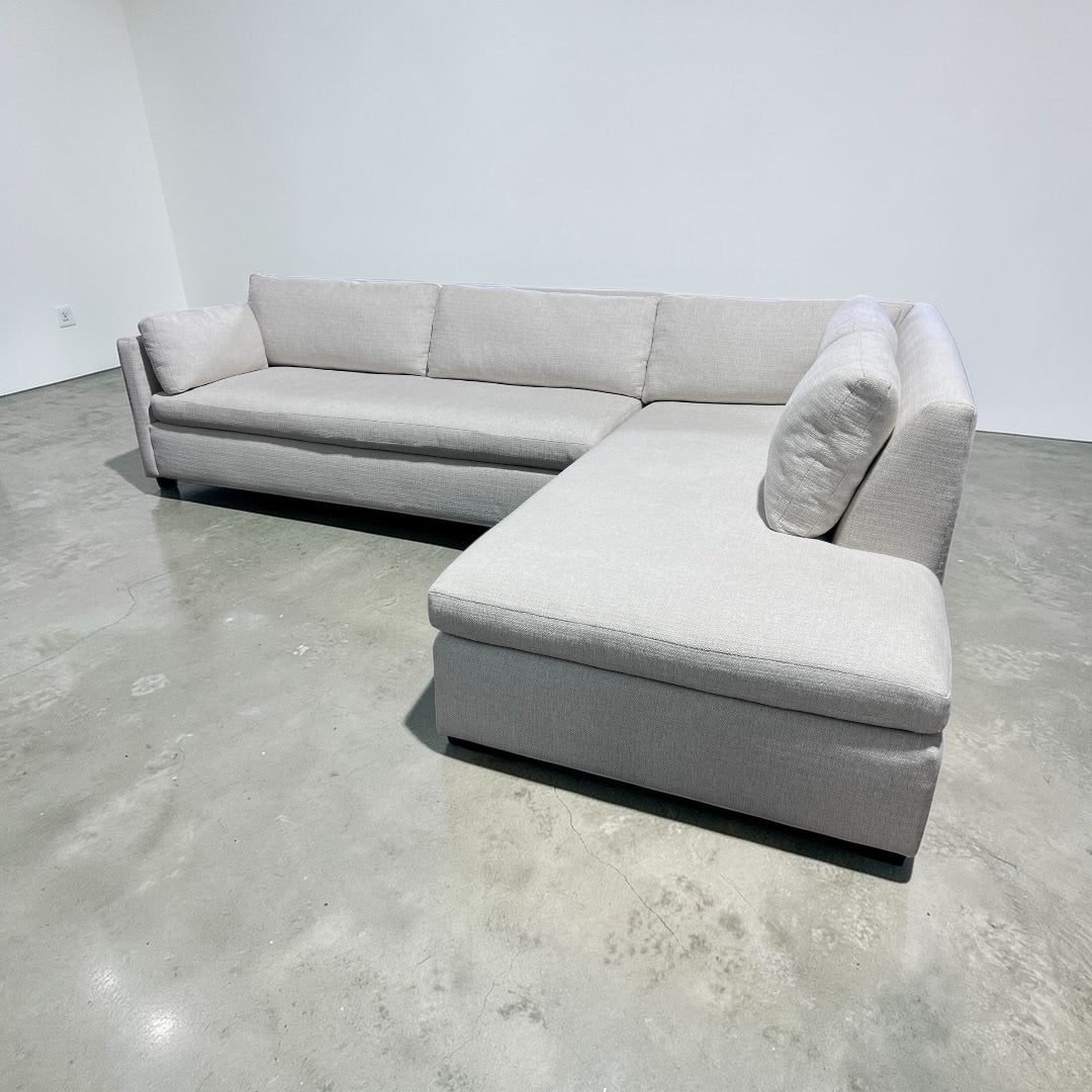 West Elm Marin 114” 2-Piece Bumper Chaise Sectional in Alabaster, Performance Basketweave